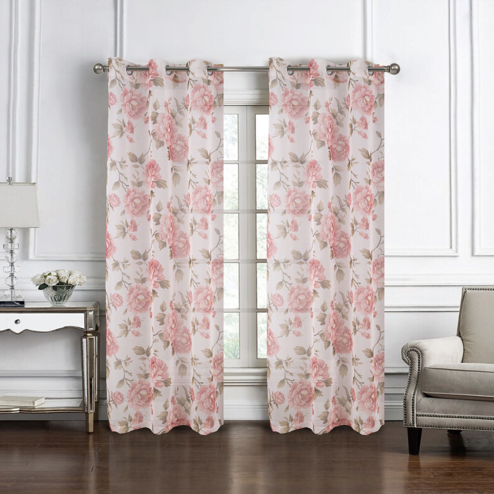 Ellie Printed Doily Grom Panel 84 Rose