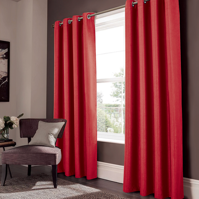 Lydia Matte Embossed Blackout Grommet Panel 95" Red