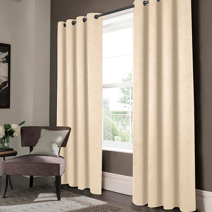 Lynx Matte Embossed 2 Pack Blackout Grommet Panel Pair 84" Beige