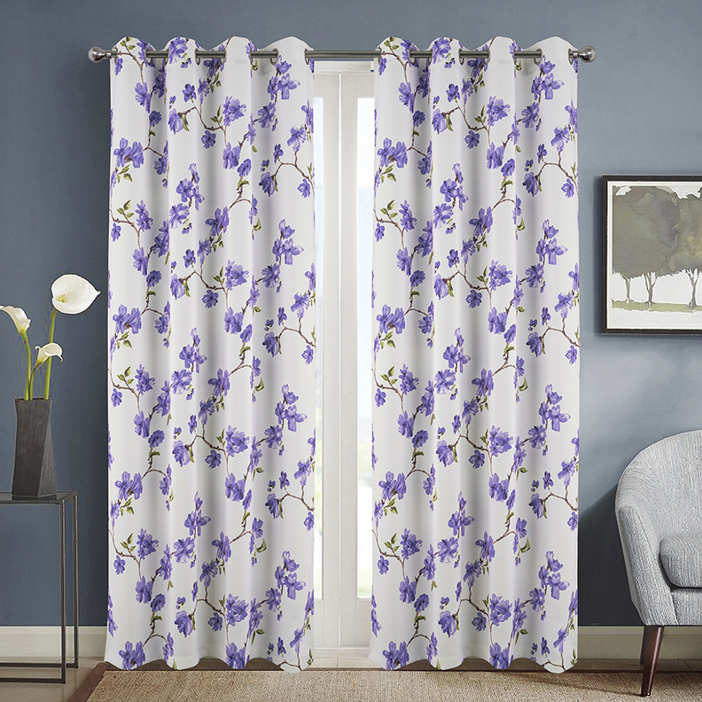 Lily Printed Blackout Grommet Panel 90" Lilac