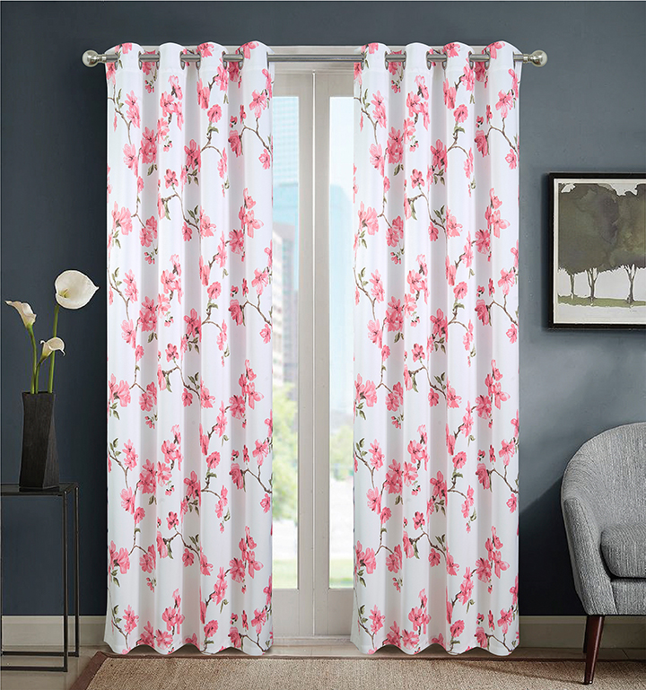 Lily Printed Blackout Grommet Panel 90" Rose