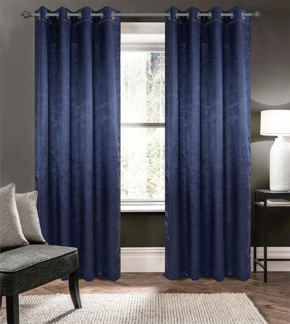 Arlo Embossed Blackout Grommet Panel 84" Navy