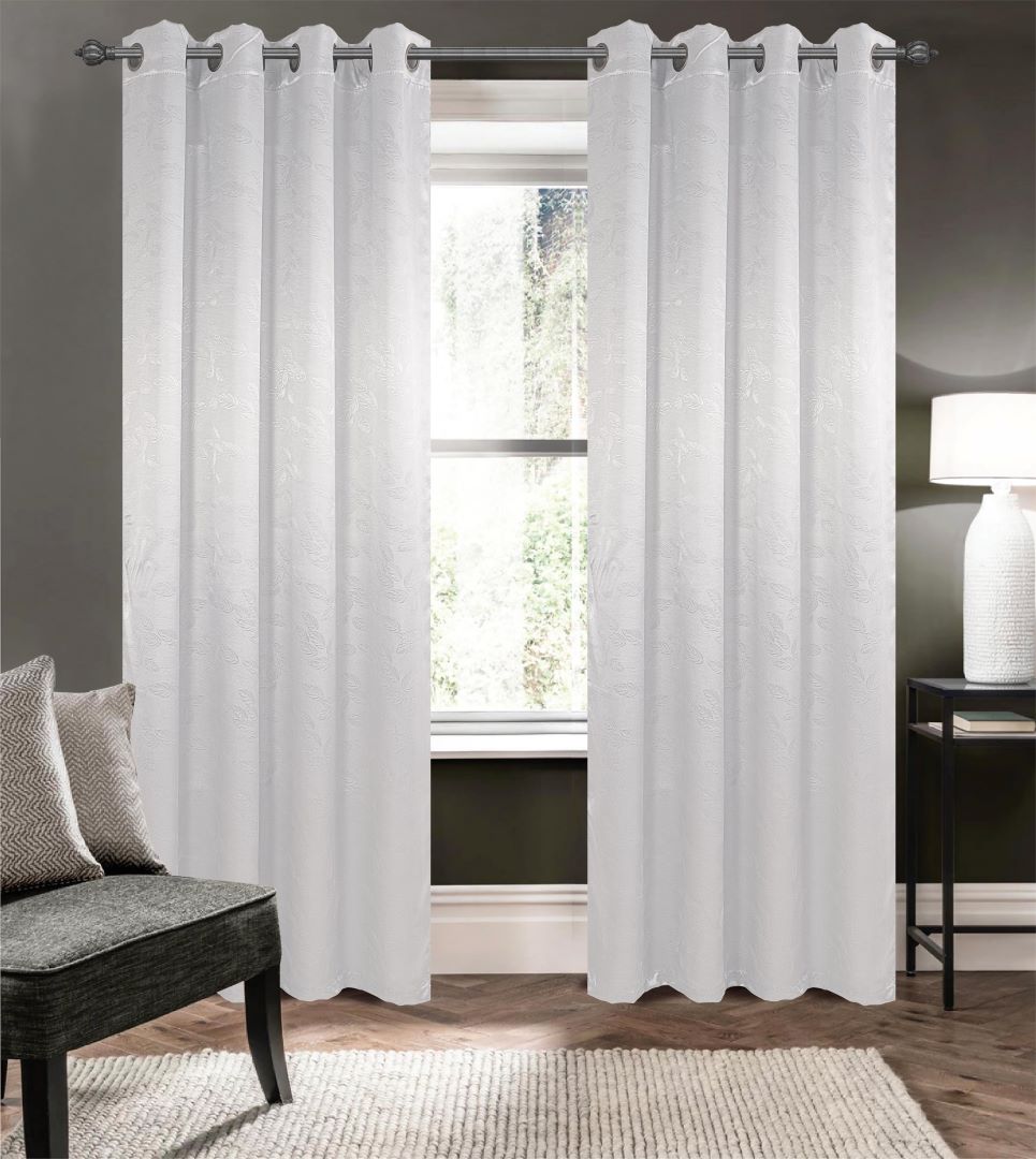 Arlo Embossed Blackout Grommet Panel 90" White