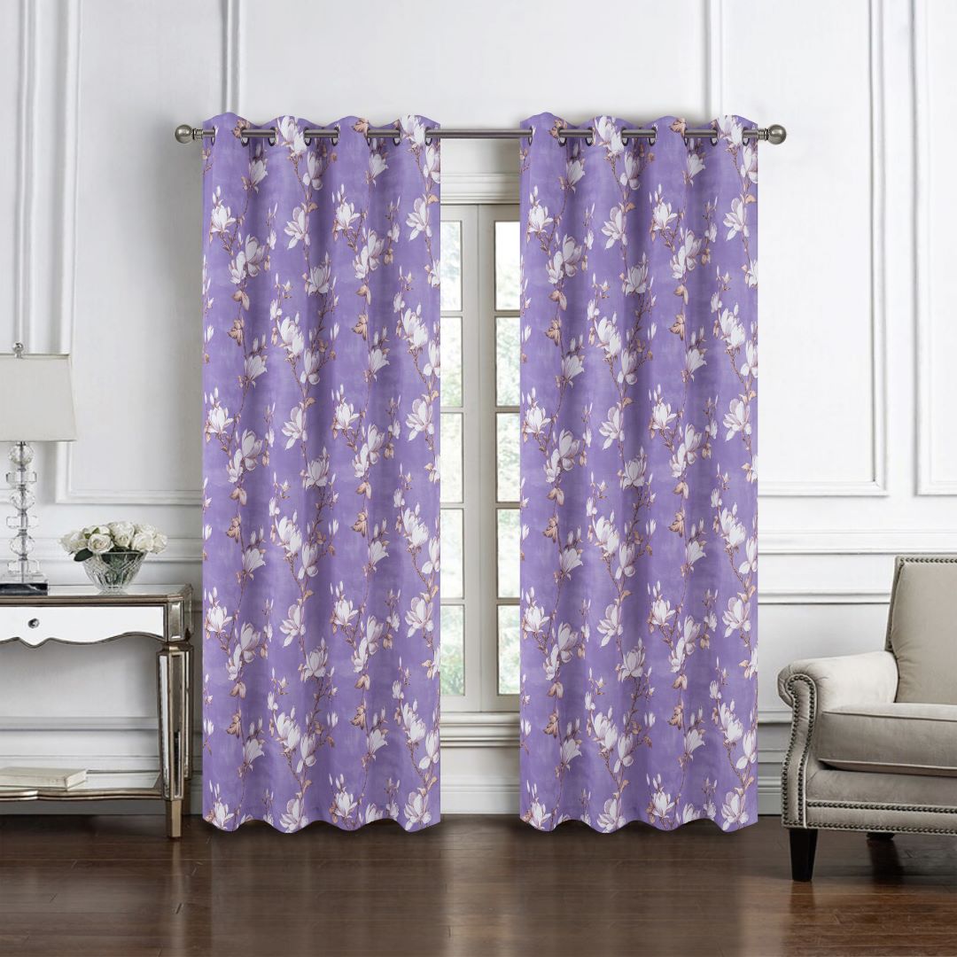 Blossom Printed Blackout Grommet Panel 90" Lilac