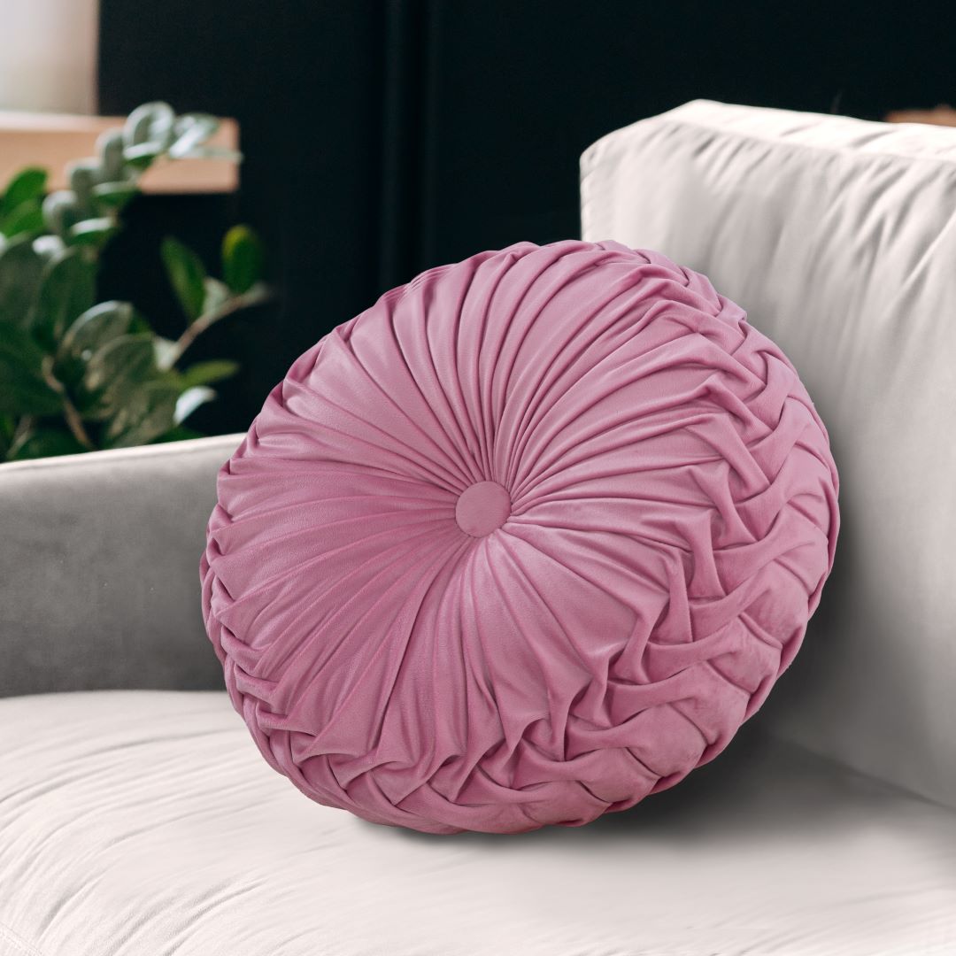 Gianny 18" Round Pleated Pillow Lilac