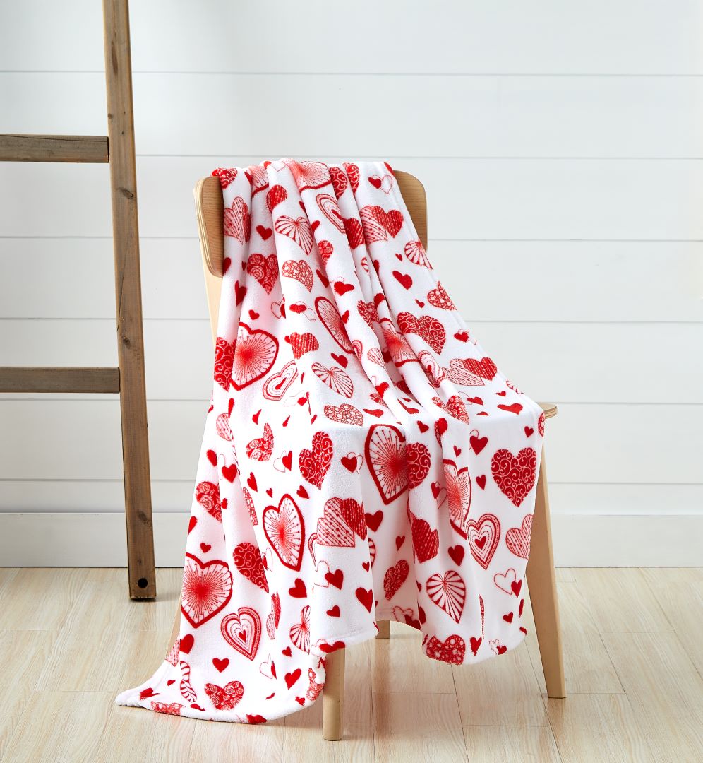 Boho Hearts Printed Flannel Throw 50"x 60"
