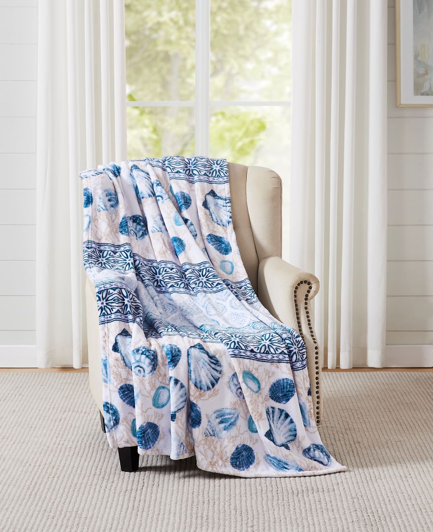 Coastal Bahama Printed Flannel Throw 50"x70"