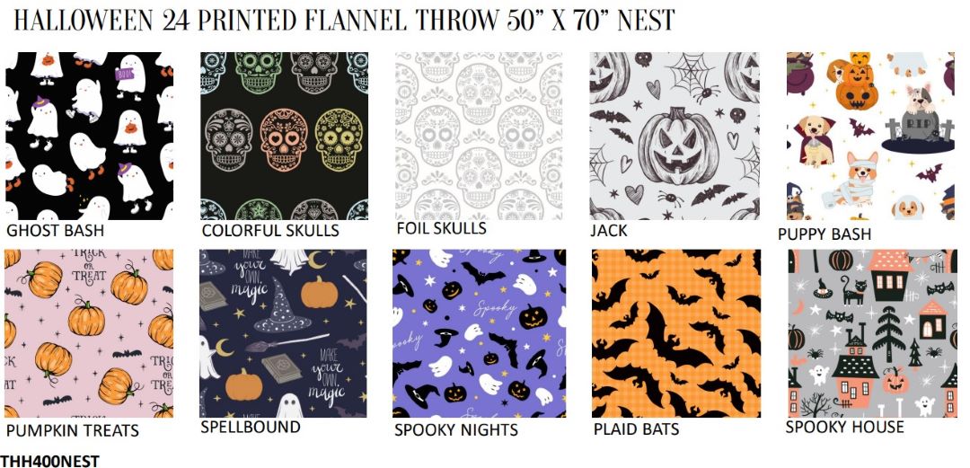 Halloween 24 Printed Flannel Throw 50"x70" NEST