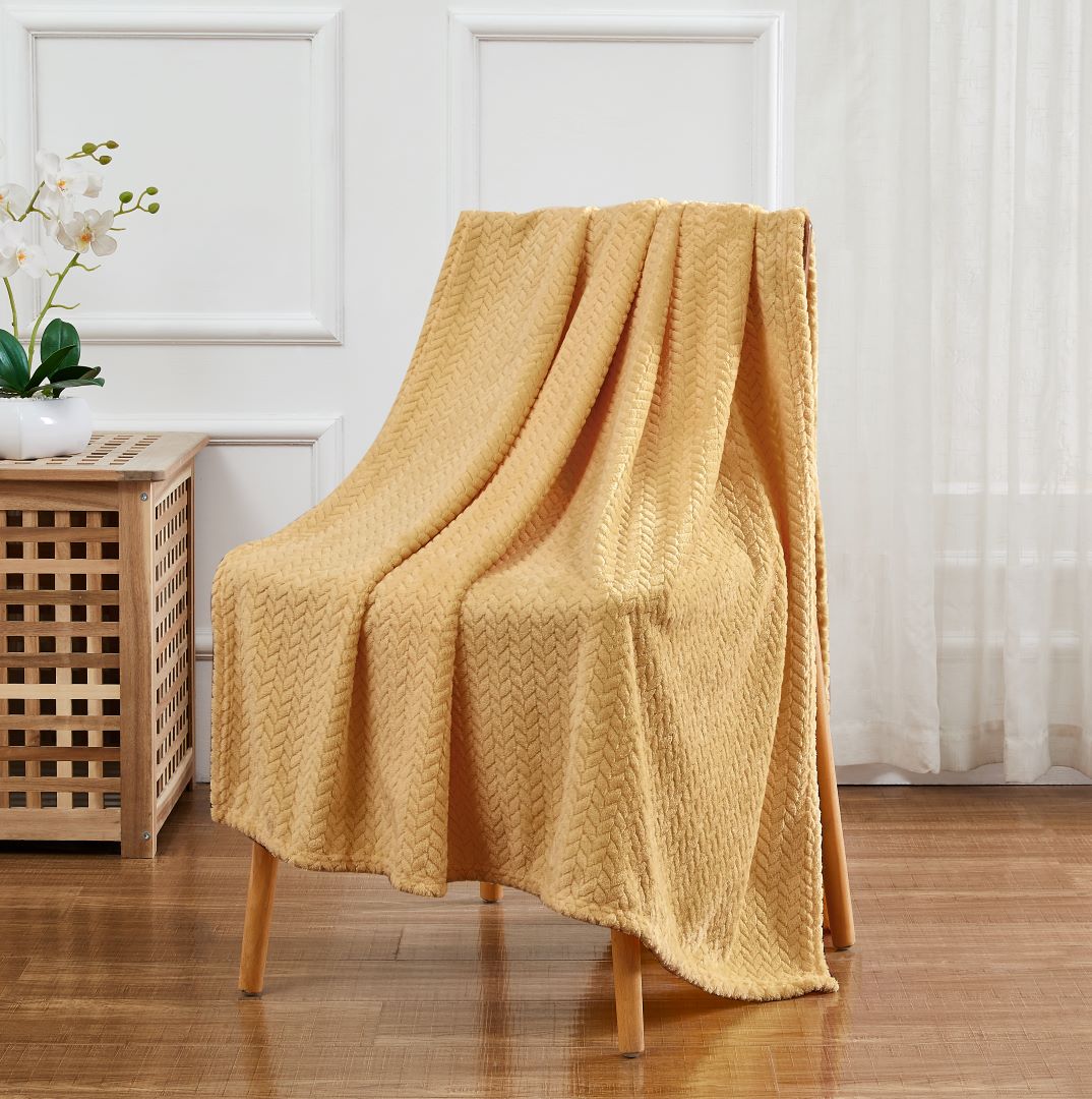 Herringbone Throw 300gsm 50"x70" Gold