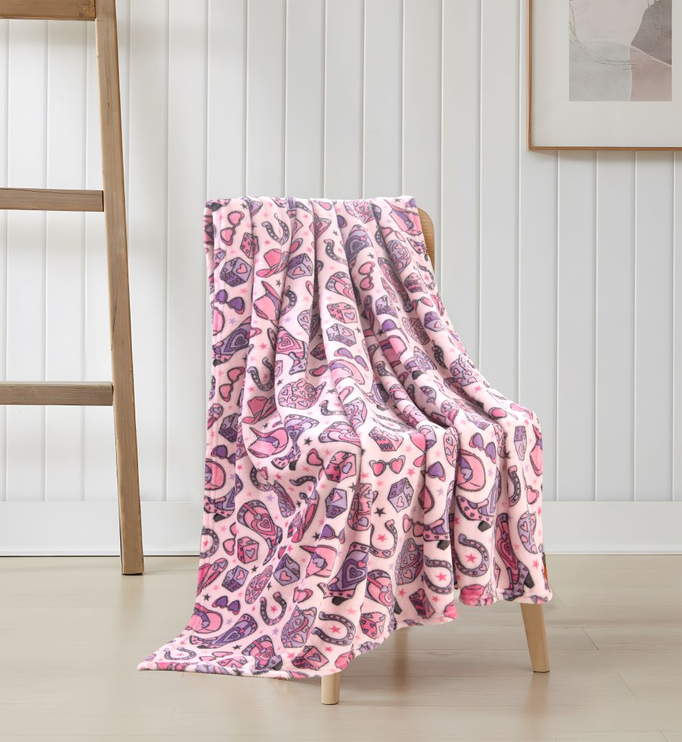 Cowgirl Love Printed Flannel Throw 50"x 60"