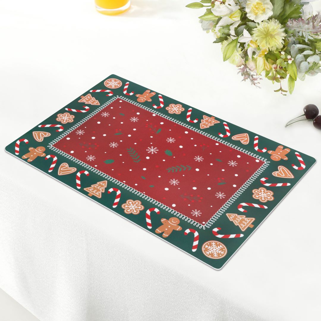 Xmas Gingermen 4pk Kitchen Placemats Red