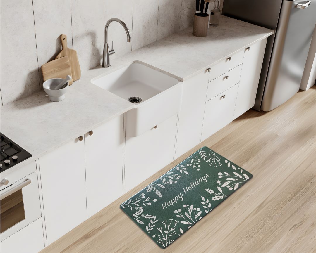 Anti-Fatg Happy Holiday Glit Mat 17"x28" Green