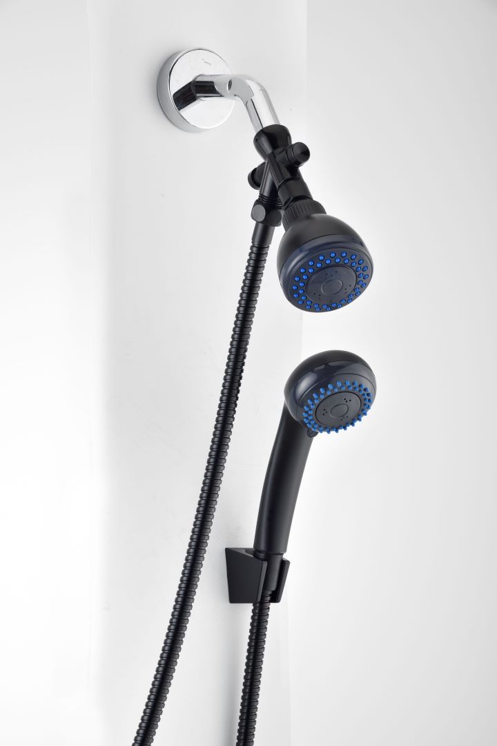 3 Function Shower Head Set Black 7cm
