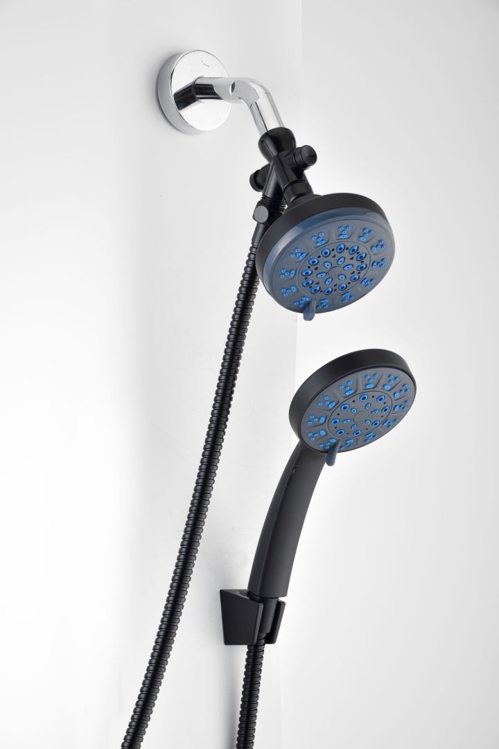 5 Function Shower Head Set Black 10cm