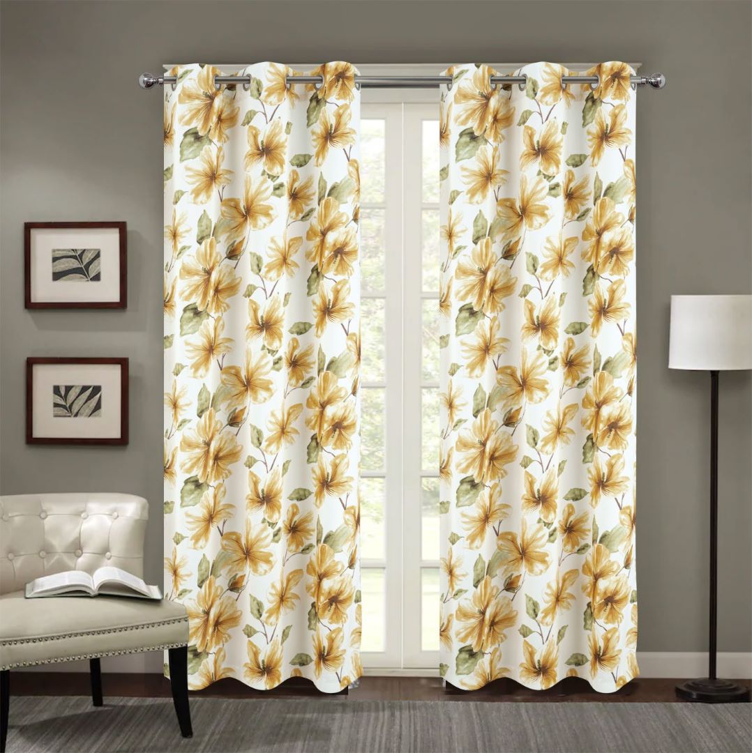 April Printed 2pk Blackout Grommet Panel Pair 84" Gold
