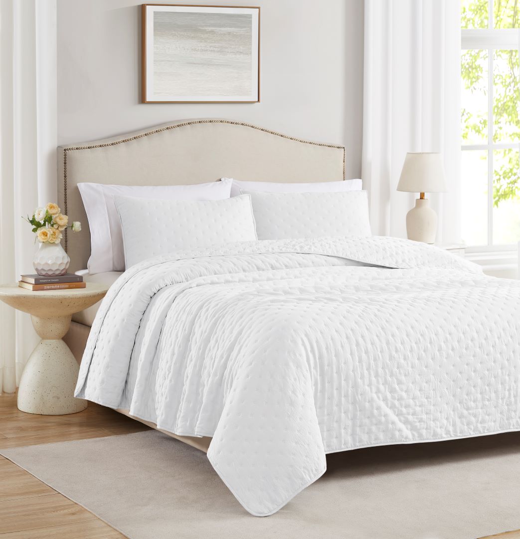 Caitlyn 2pc Washed Pinsonic Quilt White T