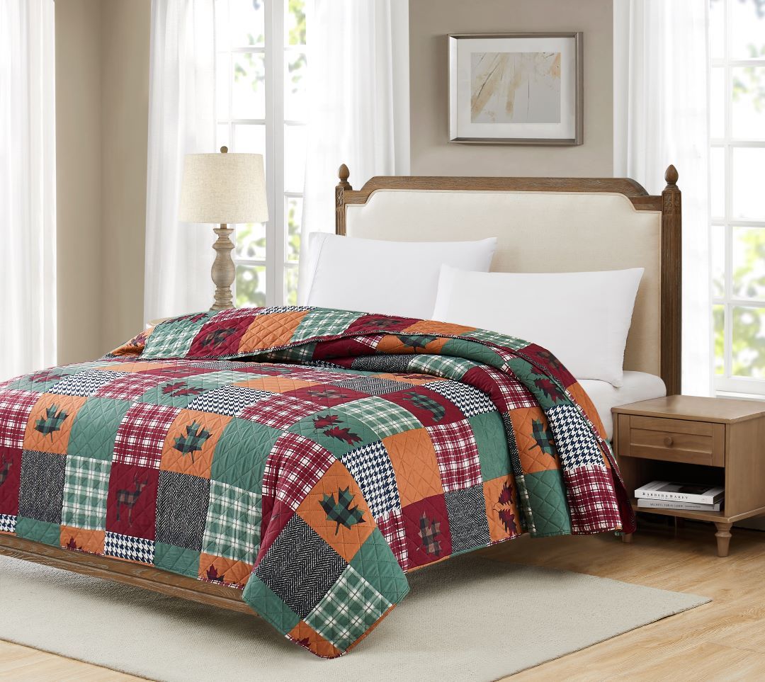 Autumn Leaves Patch 1pc Pin Quilt Queen