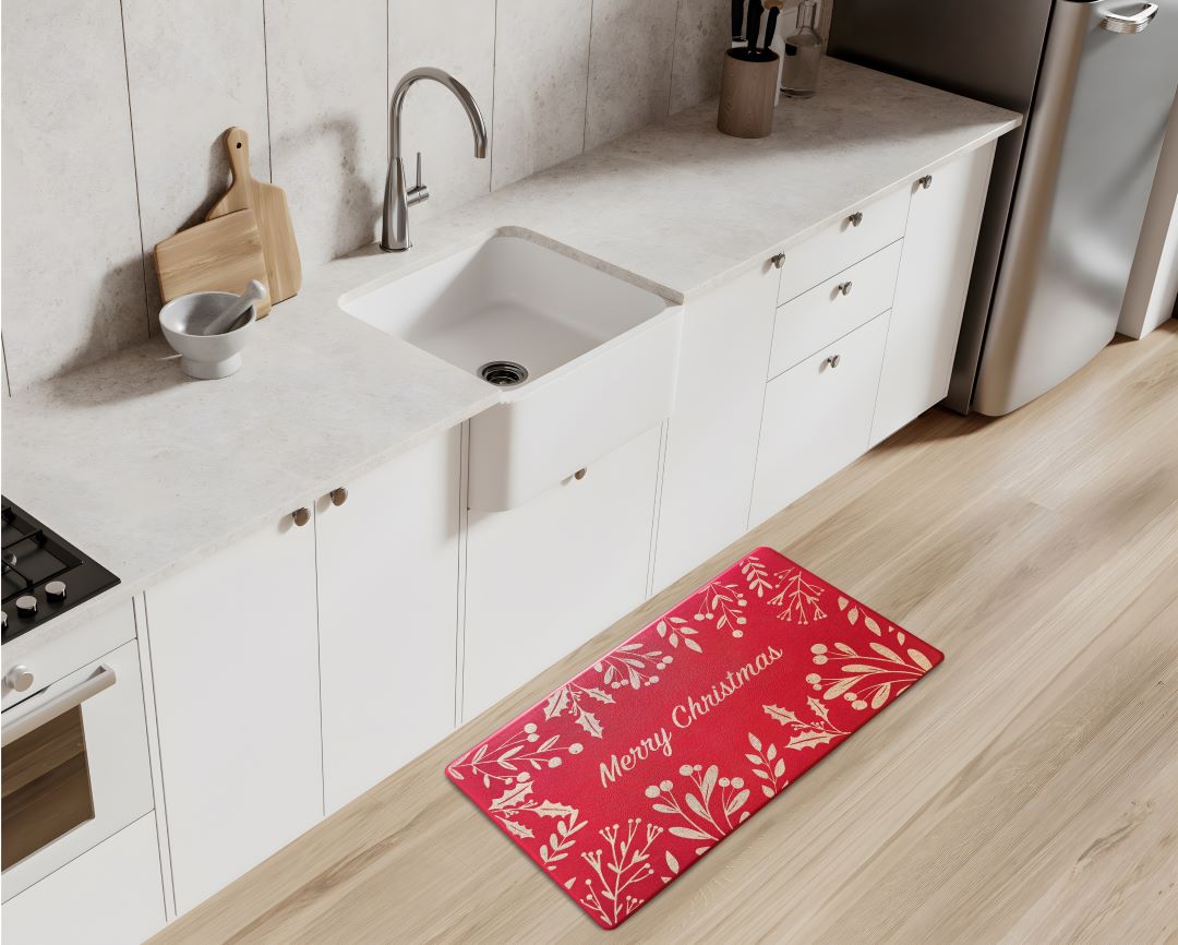 Anti-Fatg Merry Christmas Glit Mat 17"x28" Red