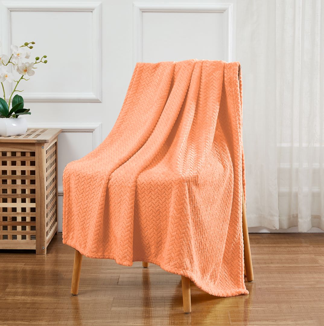 Herringbone Throw 300gsm 50"x70" Peach
