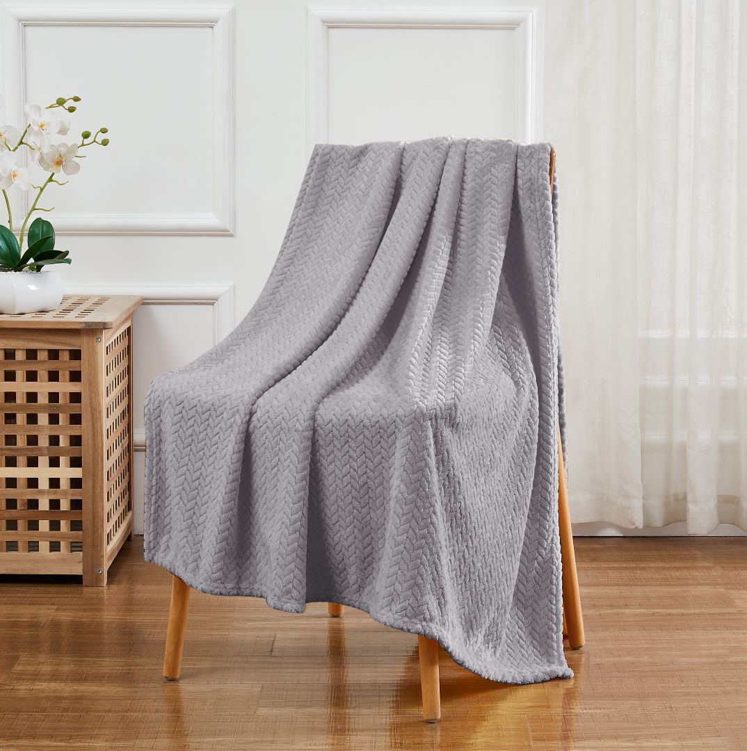 Herringbone Throw 300gsm 50"x70" Grey
