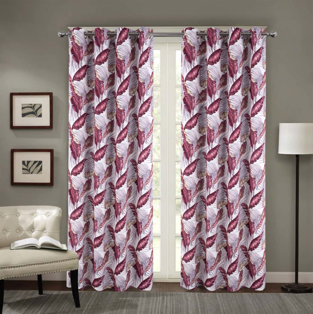 Brazil Printed Blackout Grommet Panel 90" Burgundy