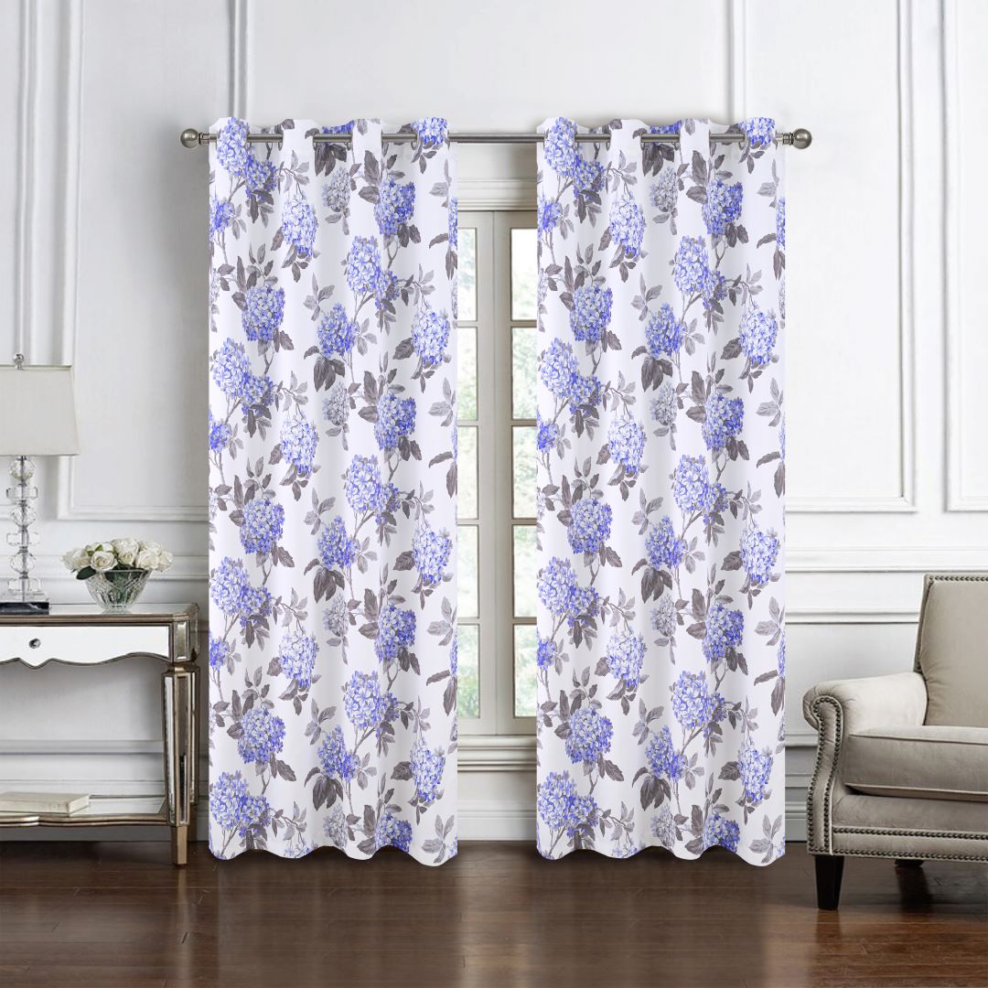 Hydrangea Printed Blackout Grommet Panel 84" Lilac