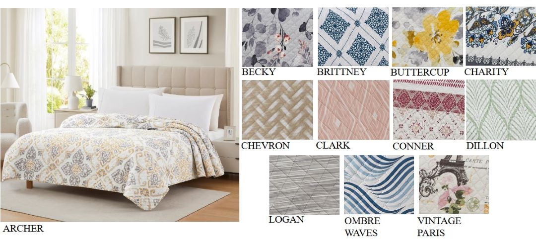 Candice 1pc Roll Print Pinson Quilt Asst K