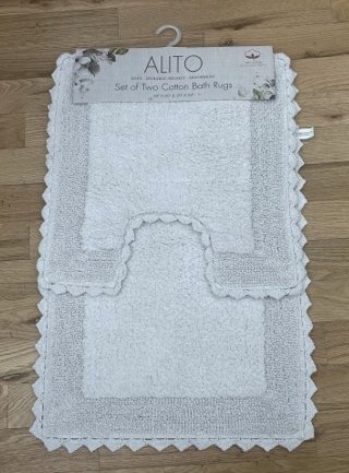 Alito 2pc Cotton Bath Rug Set White