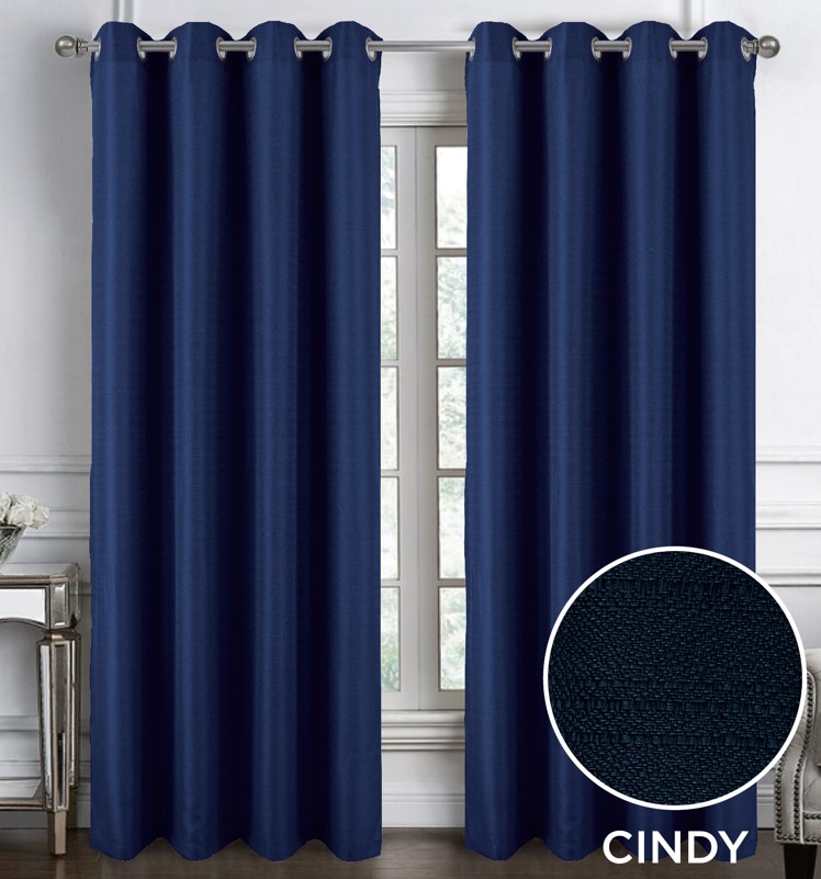 Cindy Textured Grommet Panel 95 Navy