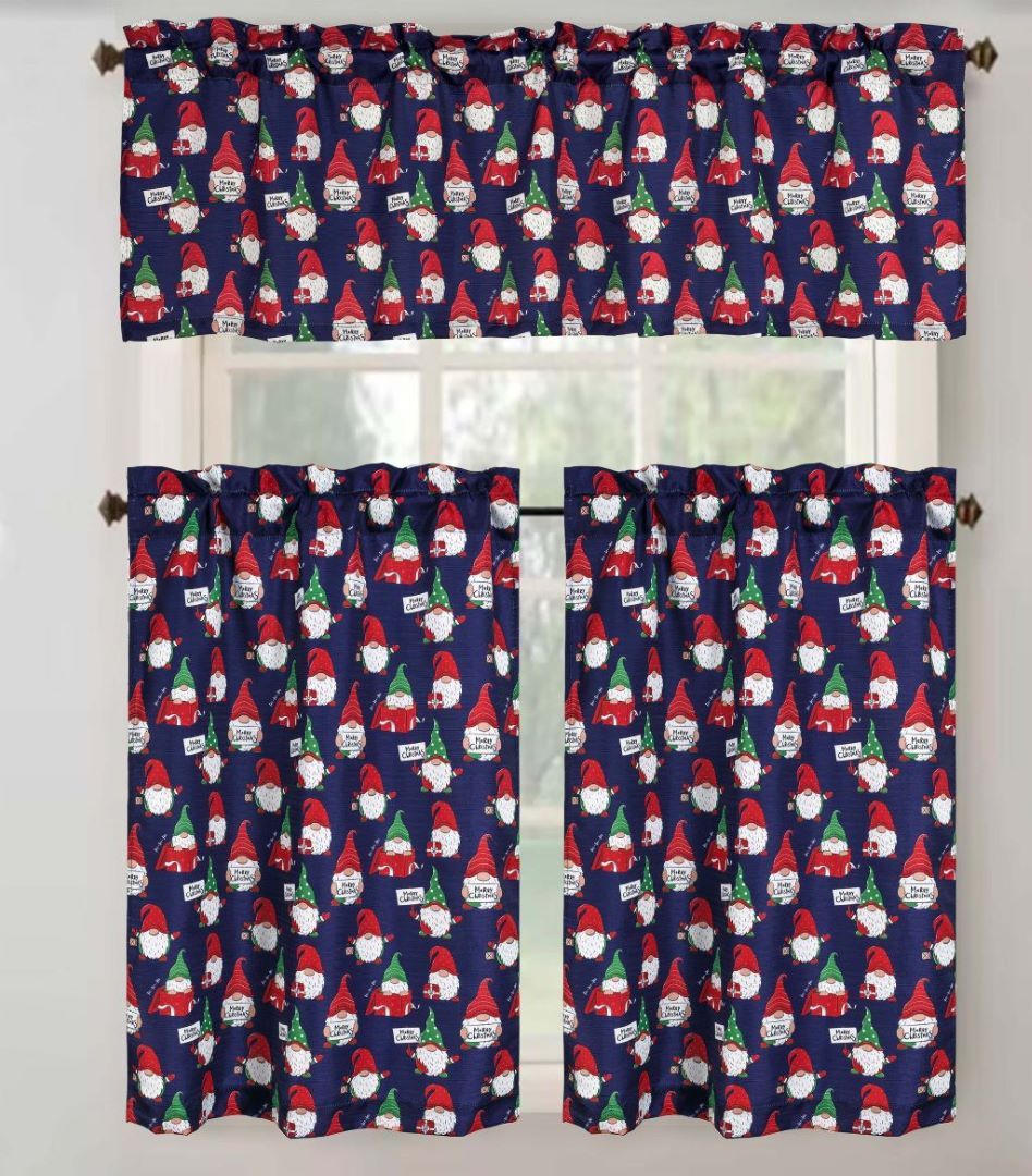 Christmas Gnomes Printed Kitchen Curtain