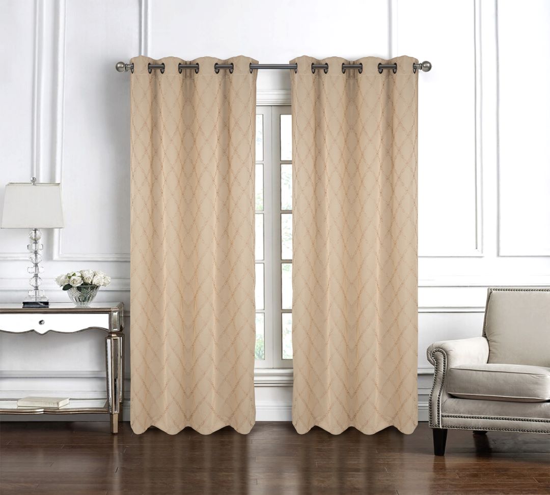 Gable 2Pk Emb Blackout Grom Panel 84" Beige