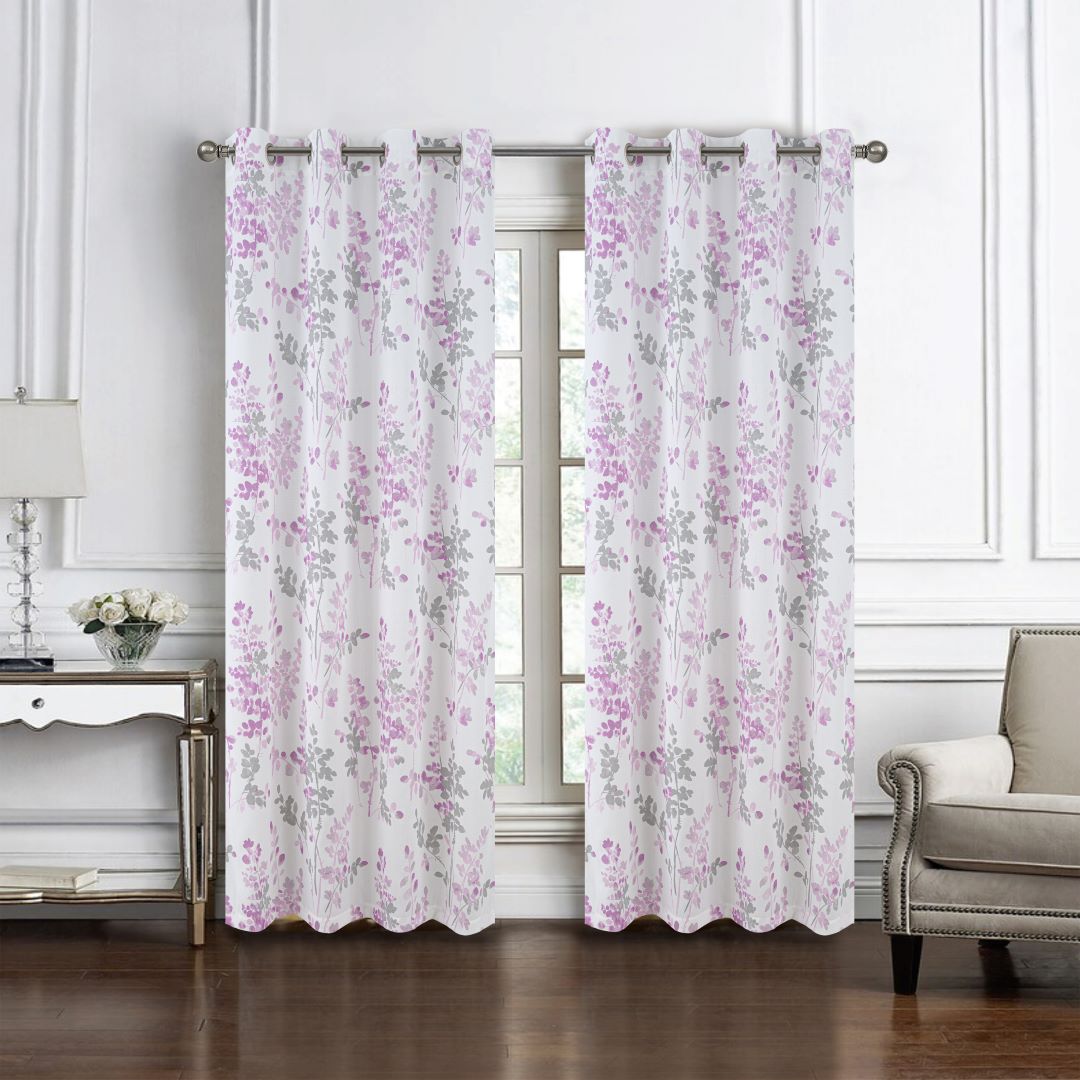 Aiden Printed Textured Grommet Panel 90" Blush