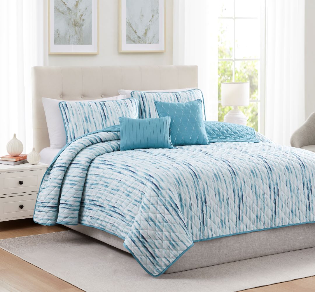 Kyle 5pc Quilt Aqua Queen