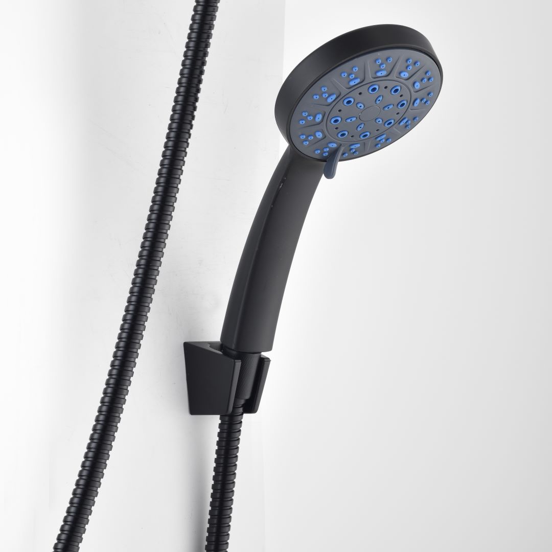 5 Function Hand Held Shower Head Black 10cm