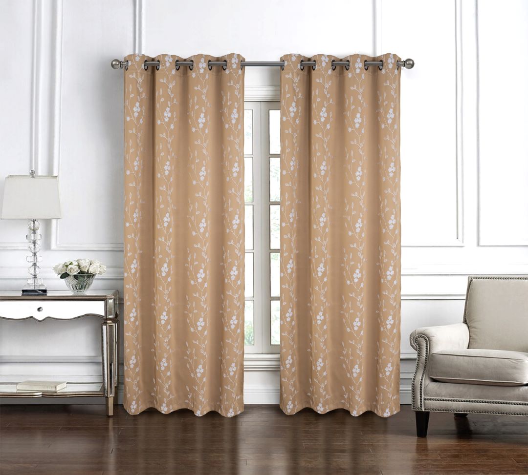 Lilian 2Pk Emb Blackout Grom Panel 84" Taupe