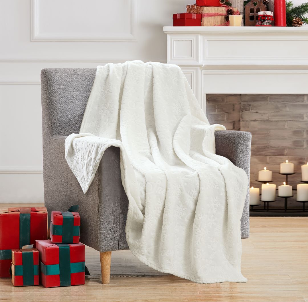 Let It Snow Emb Throw  50x70 White
