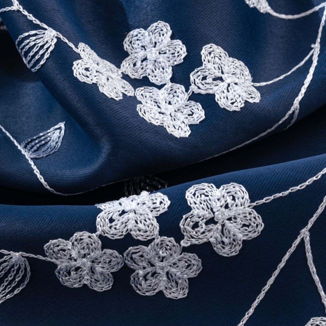 Lilian Emb Blackout Grom Panel 84" Navy