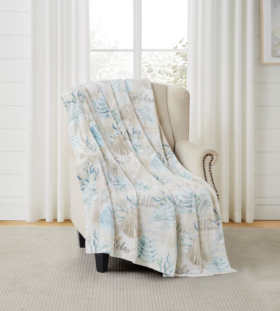 Coastal Kelaa Printed Flannel Throw 50"x70"