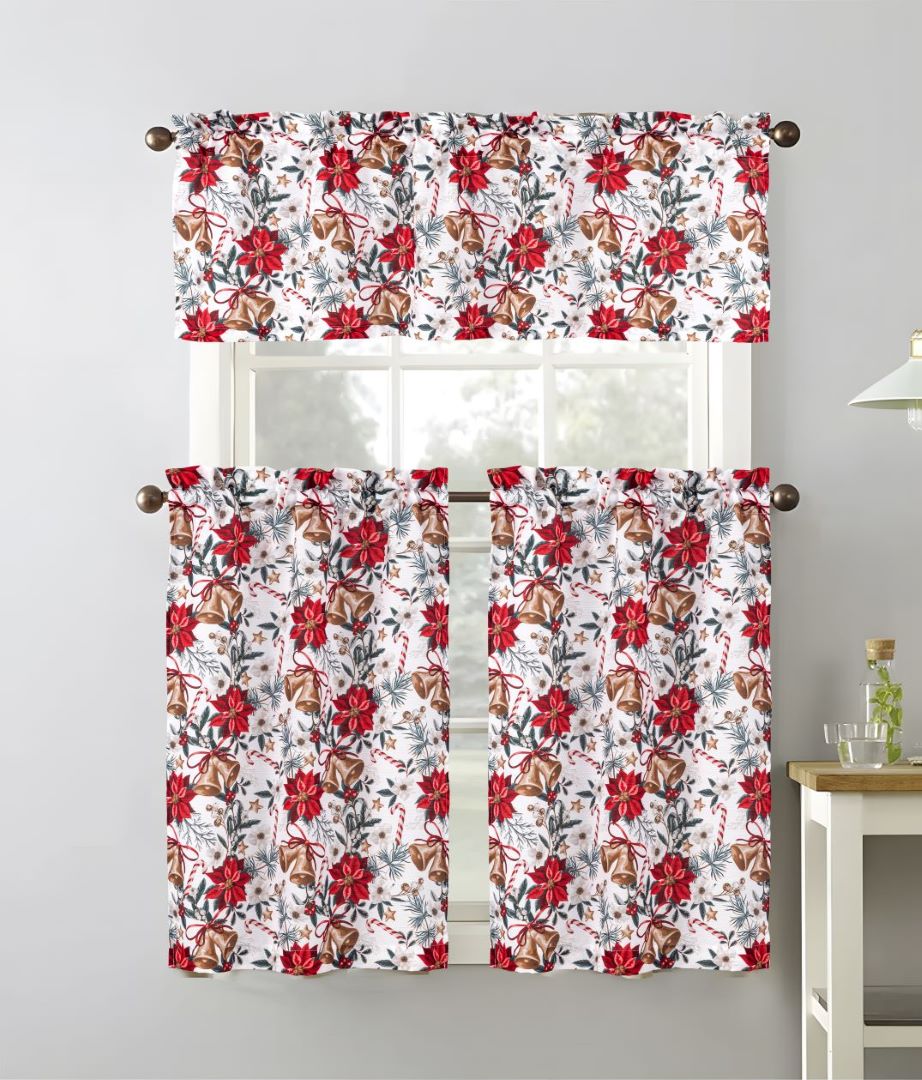 Christmas Vintage Icon Printed Kitchen Curtain