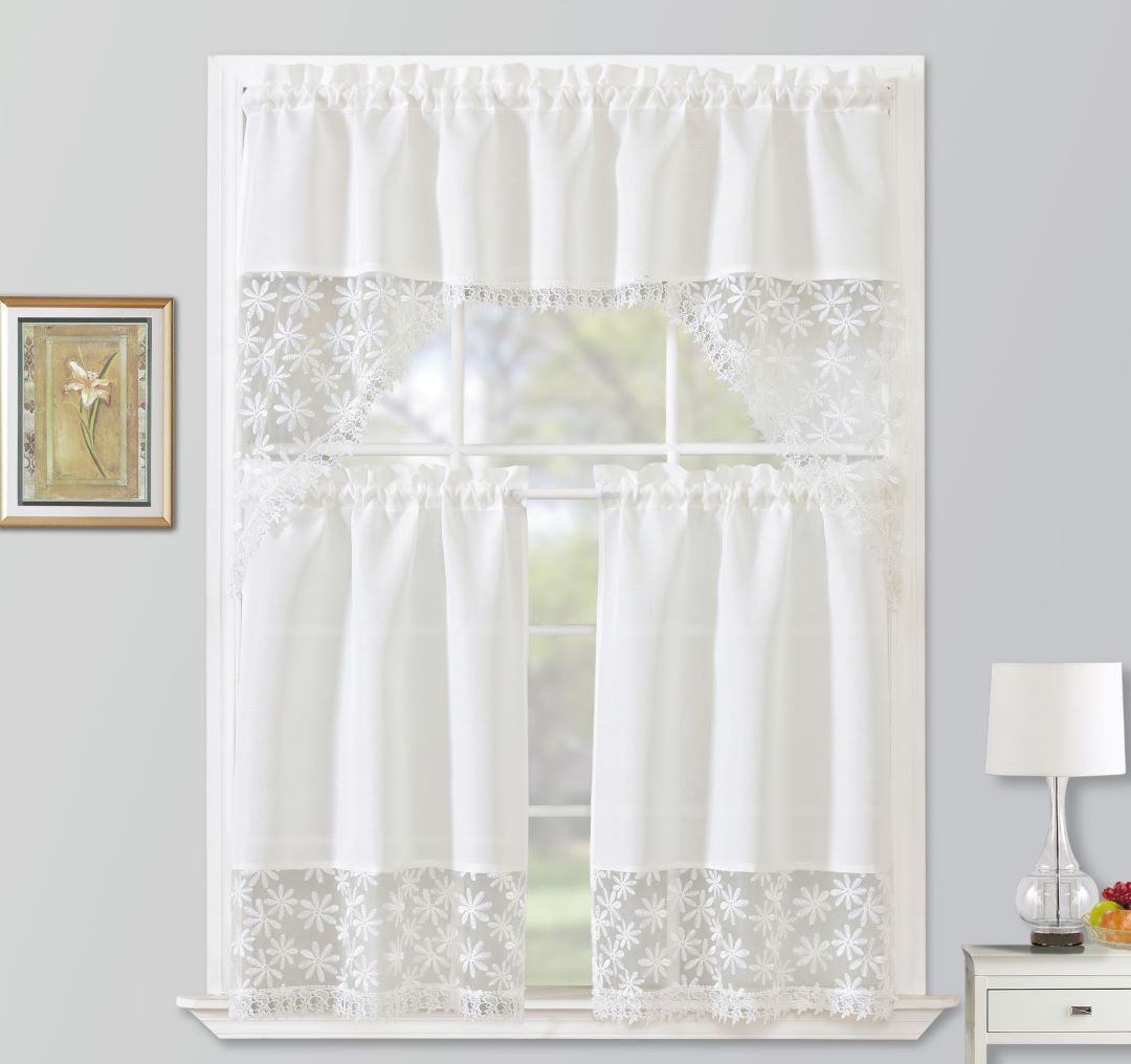 Mackenzie 3PC Kitchen Tier & Swag Set White