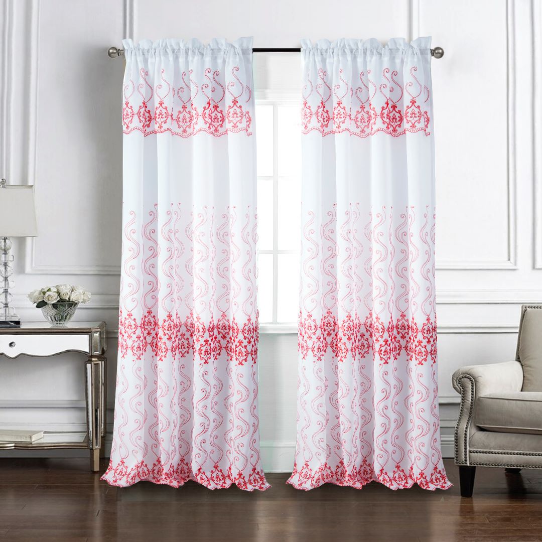 Bristol Embroidered Panel 90" Red