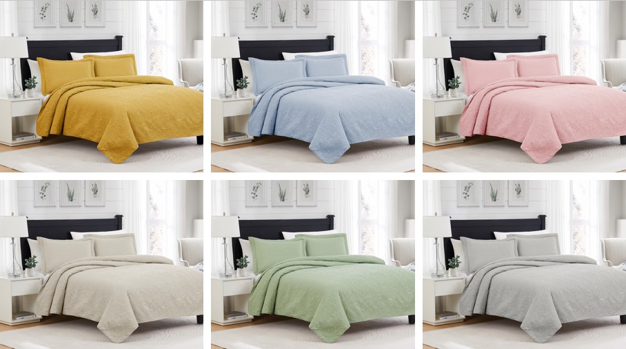 Mila 3pc Pinsonic Quilt King Assorted