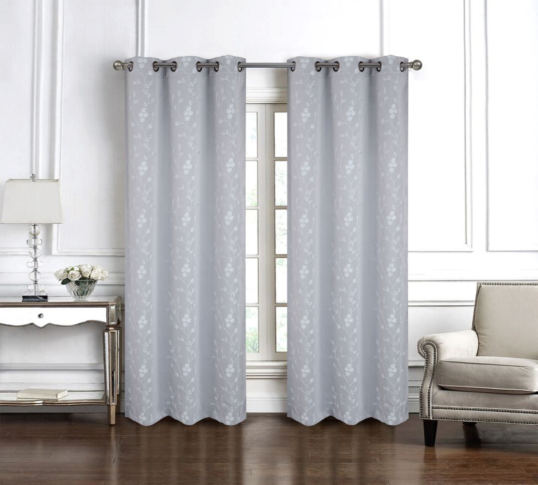 Lilian 2Pk Emb Blackout Grom Panel 84" Silver