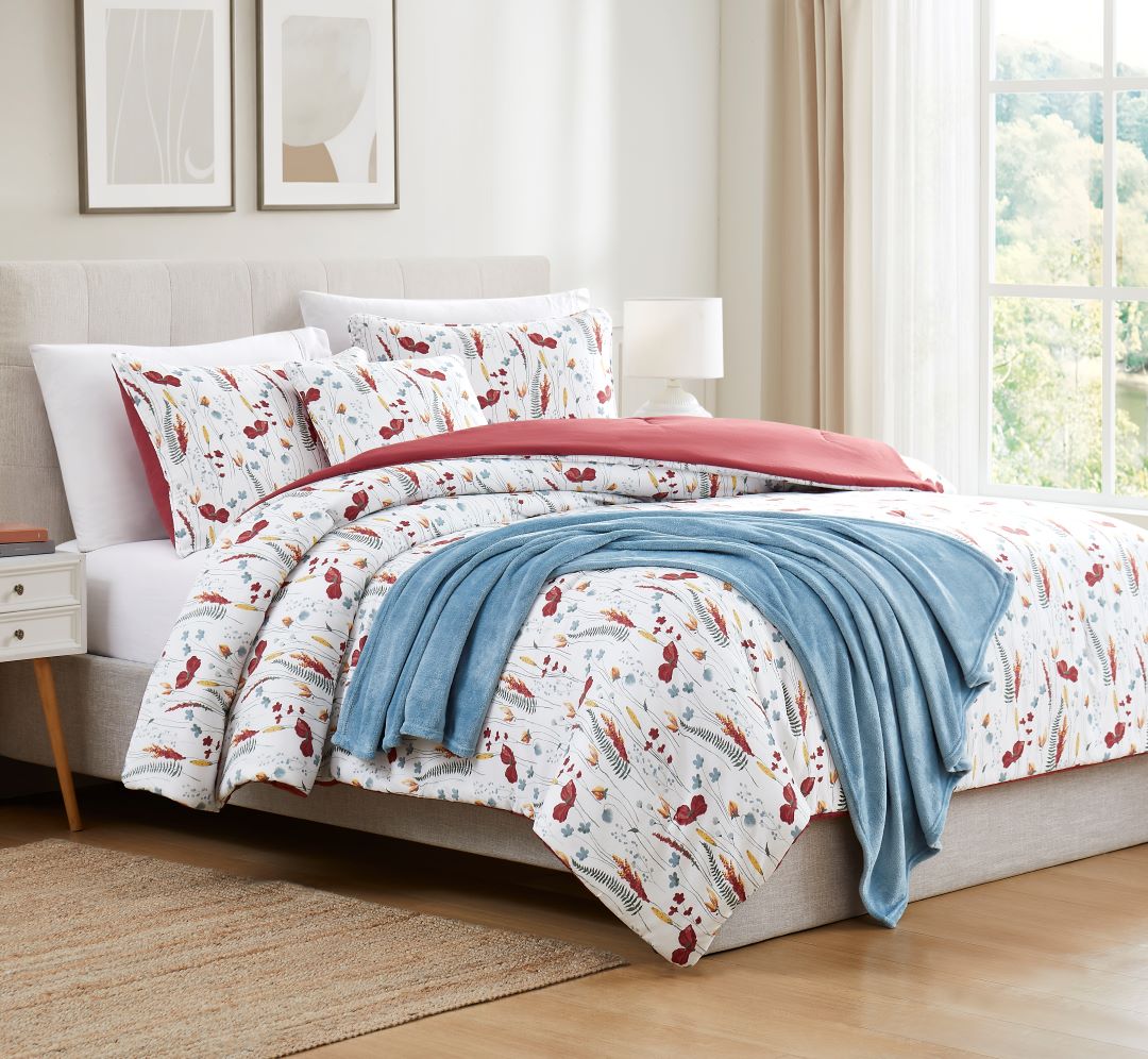 Devonport 5pc Print Comf W/Throw K