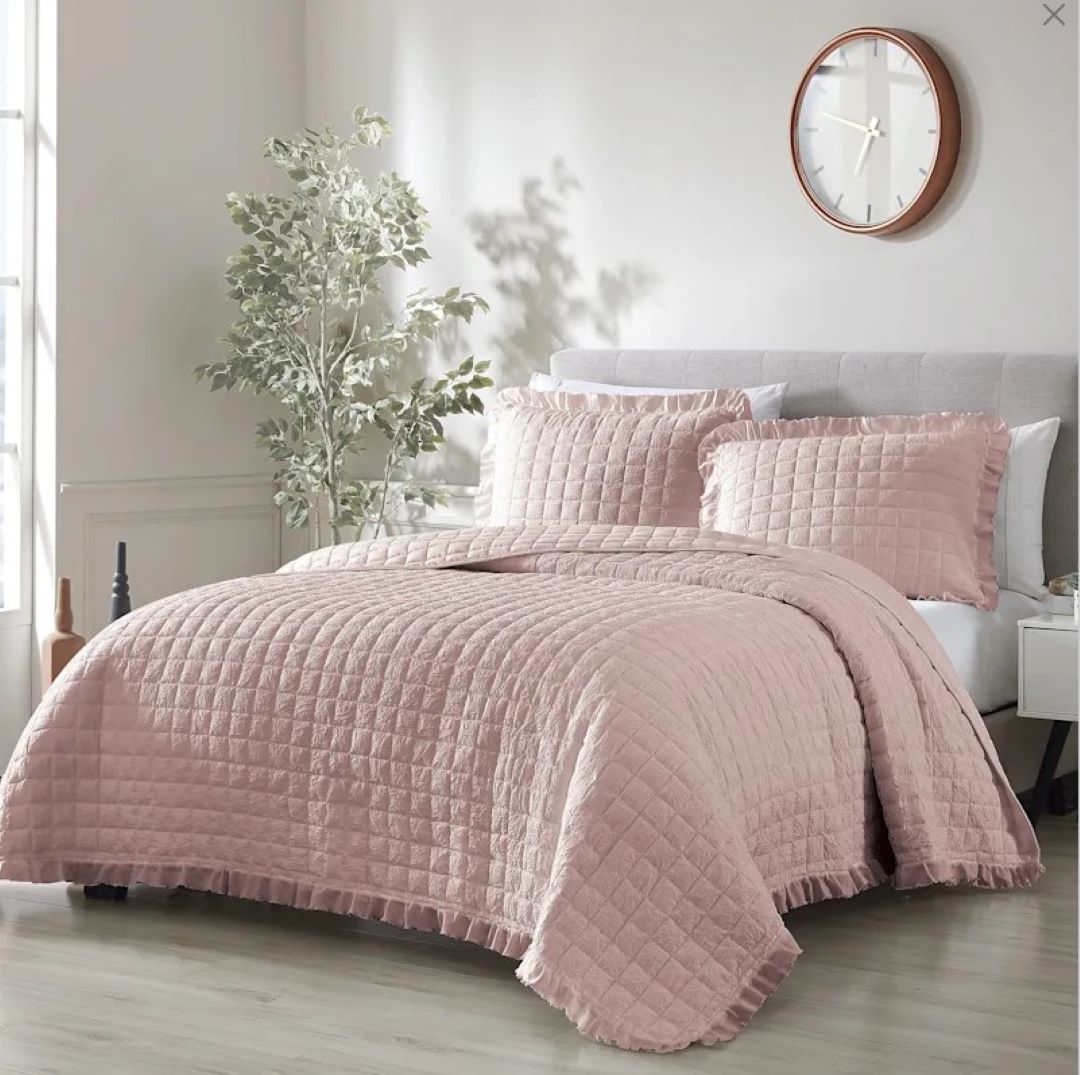 Bolla Ruff Washed Quilt Set Blush F/Q
