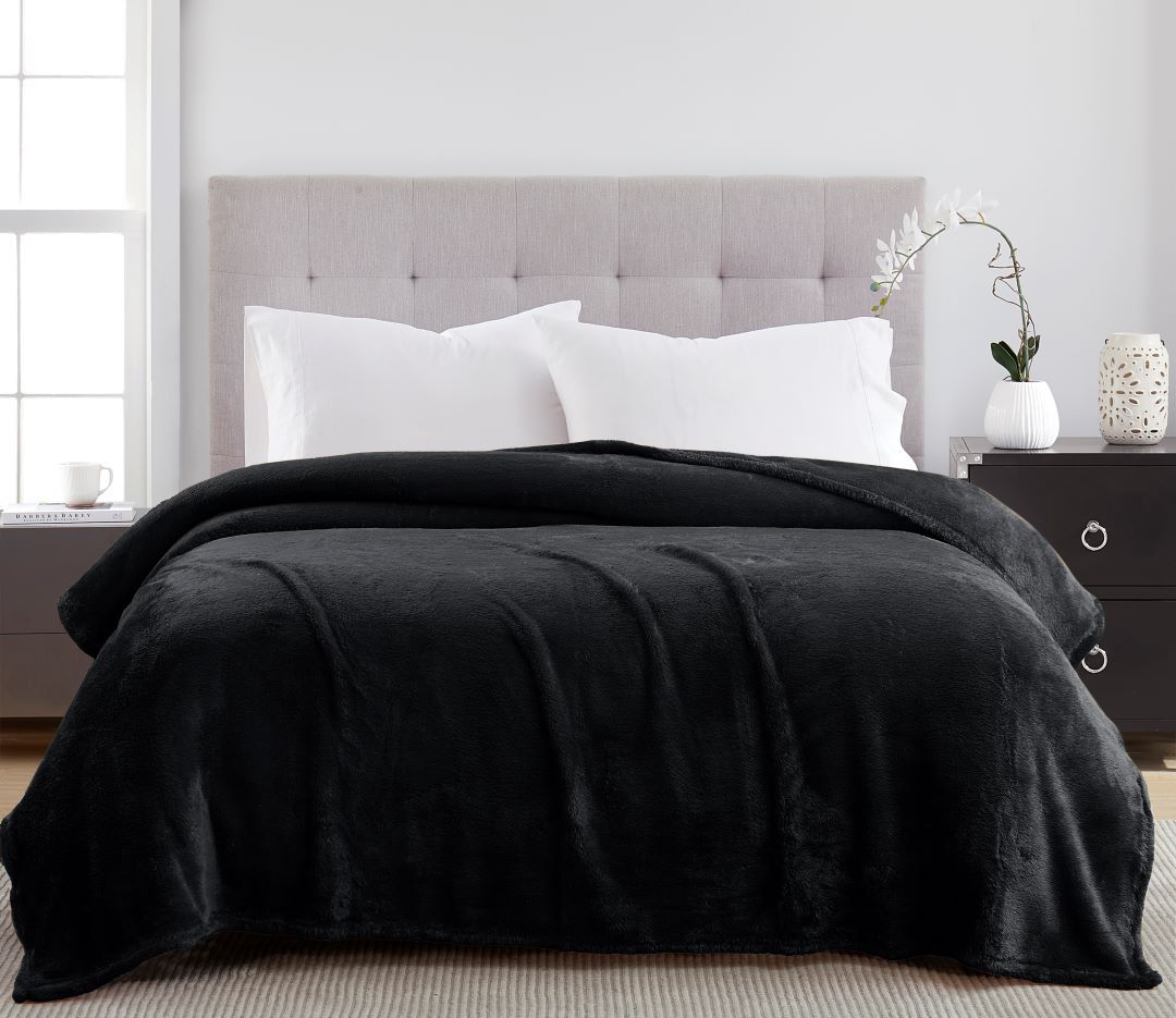 Vanessa Teddy Fur Rolled 90x90 Q Black