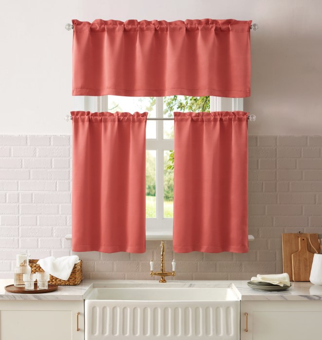 Anchorage Blackout Kitchen Curtain Coral