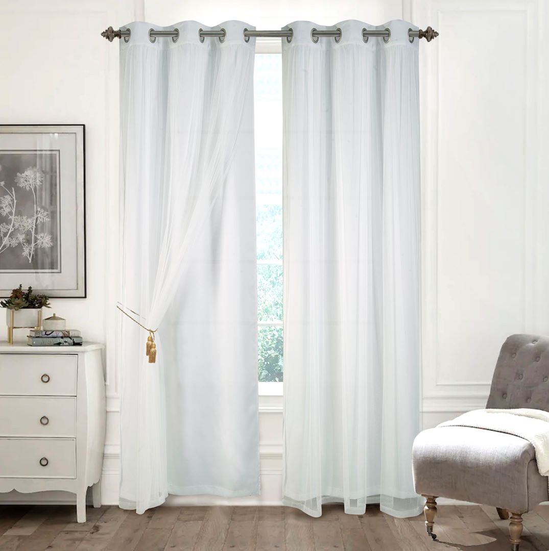 Hendrix 2pk Double Layer Blackout Grommet Panel Pair 84" White Internet Packing