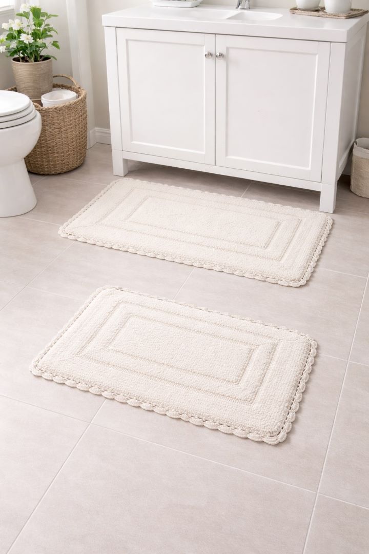 Adamo 2pc Cotton Bath Rug Set Ivory