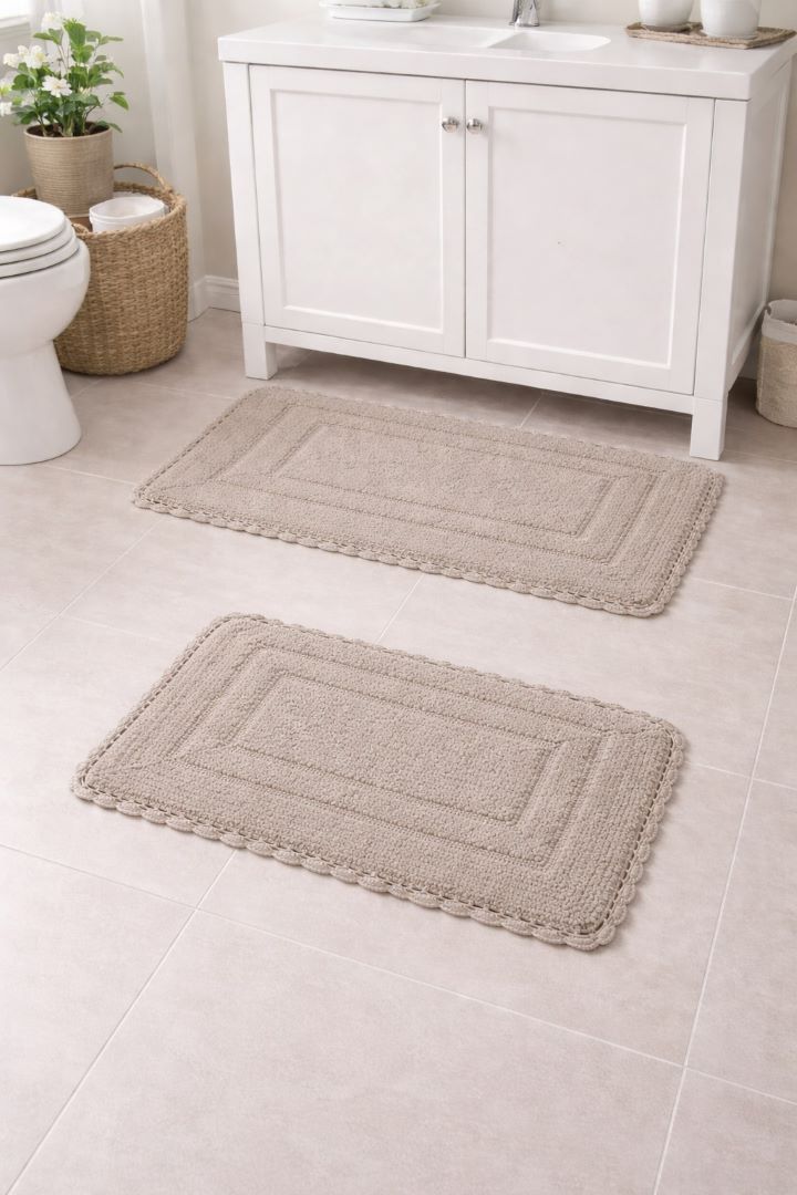 Adamo 2pc Cotton Bath Rug Set Taupe